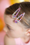Lot de 2 pinces cheveux enfant transparentes pailletées étoiles multicolores