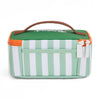 Snack et lunch bag rayé vert Hello Hossy avec fermeture zippée orange et poignée