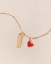 Médaillon coeur doré et émail rouge, Emoi Emoi.