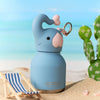Mini gourde enfant isotherme éléphant bleu 200ml Asobu avec porte-clé