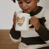 mug en céramique super parrain beige avec cœur caramel – cadeau parrain original