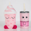 Mug isotherme enfant rose paille peluche Asobu Lulu gobelet enfant mignon