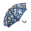 Parapluie enfant espace Tiger Tribe – parapluie enfant bleu avec astronautes, fusées et planètes