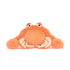 Peluche crabe corail Jellycat avec grandes pinces toutes douces