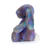 Peluche lapin Zodihop Jellycat multicolore violet et bleu avec longues oreilles toutes douces