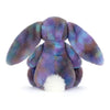 Peluche lapin Zodihop Jellycat multicolore violet et bleu avec longues oreilles toutes douces