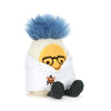 Peluche œuf dur scientifique Jellycat avec cheveux bleus et blouse blanche pour enfant