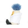 Peluche œuf dur scientifique Jellycat avec cheveux bleus et blouse blanche pour enfant