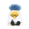 Peluche œuf dur scientifique Jellycat avec cheveux bleus et blouse blanche pour enfant
