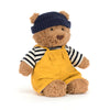 Peluche ours marin Bartholomew Jellycat avec salopette jaune et bonnet bleu