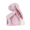Peluche lapin rose Jellycat Thistlepop Luxe avec oreilles fleuries – doudou bébé naissance doux