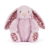 Peluche lapin rose Jellycat Thistlepop Luxe avec oreilles fleuries – doudou bébé naissance doux