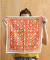 Foulard Anjali rouge brique à imprimé fleuri et rayures en coton – bandana femme et enfant