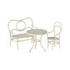 Élégant ensemble de mobilier miniature Maileg, comprenant une petite table de café, un banc et une chaise en métal blanc cassé. Ce charmant set au style rétro est idéal pour aménager une maison de poupées et créer un univers raffiné pour les souris et lapins Maileg. Son design délicat, inspiré des cafés parisiens, apporte une touche vintage et authentique aux jeux d'imitation des enfants. Un accessoire incontournable pour enrichir les scènes de jeu et stimuler l'imagination.
