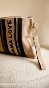 pochette mama love beige rayures trousse maquillage femme maman sac accessoire