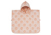 Poncho de bain réversible Jollein Flower en éponge rose pêche avec capuche pour bébé et enfant