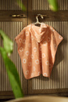 Poncho de bain réversible Jollein Flower en éponge rose pêche avec capuche pour bébé et enfant