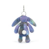 Porte-clés peluche lapin Jellycat multicolore pastel avec attache métallique