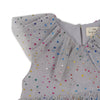 Robe à manches courtes et volants en tulle, bleu ciel et étoiles multicolores, marque Konges Slojd.