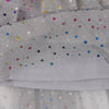 Robe à manches courtes et volants en tulle, bleu ciel et étoiles multicolores, marque Konges Slojd.