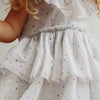 Robe à manches courtes et volants en tulle, bleu ciel et étoiles multicolores, marque Konges Slojd.