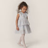 Robe à manches courtes et volants en tulle, bleu ciel et étoiles multicolores, marque Konges Slojd.