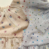 Robe à manches courtes et volants en tulle, bleu ciel et étoiles multicolores, marque Konges Slojd.