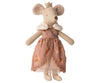 Robe reine maman souris Maileg tenue fleurie avec couronne et col en fourrure