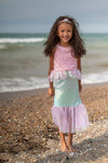 Robe de sirène enfant rose Misty Rose Great Pretenders – déguisement sirène à sequins et jupe tulle