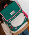 Sac à dos carré Garden Joy Hello Hossy vert avec fleurs roses pour enfants