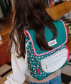 Sac à dos carré Garden Joy Hello Hossy vert avec fleurs roses pour enfants