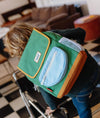 Sac à dos carré Green Lake Hello Hossy vert et bleu pour enfants