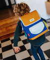 Sac à dos carré Mini Blue Canyon Hello Hossy bleu et camel pour enfants