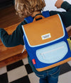 Sac à dos carré Mini Blue Canyon Hello Hossy bleu et camel pour enfants