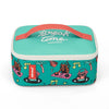 Sac repas isotherme Disco Roar Hello Hossy turquoise avec motifs DJ et poignée rose