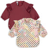 Set 2 bavoirs à manches longues Konges Slojd motif cœur glitter et sangria