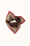 Foulard en coton Apaches Collections motif léopard fire kaki et rouge – accessoire mode femme et enfant