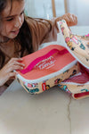 Lunch bag et snack bag Licorne Hello Hossy rose avec motifs licornes fun pour enfants