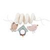 Spirale d’activités bébé Jollein Lovely Birds – jouet sensoriel en tissu pour poussette avec oiseau, fleur et miroir