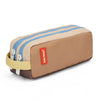 Trousse Hello Hossy Mini Walnut beige et marron avec deux fermetures zippées bleues