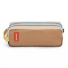 Trousse Hello Hossy Mini Walnut beige et marron avec deux fermetures zippées bleues