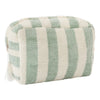 Trousse de toilette bébé rayée vert de gris et ivoire en éponge bambou BB and Co