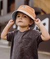 Bob enfant Mini Chestnut Hello Hossy : chapeau tendance en coton, coloris marron et beige, idéal pour protéger les kids du soleil avec style !