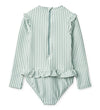 Maillot de bain à manches longues Sille - Rayures Sea Blue / Crème de la crème - Liewood